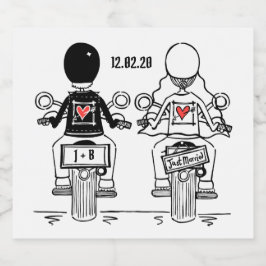 Etiketten op fietsfietsen met gevechtsflesjes