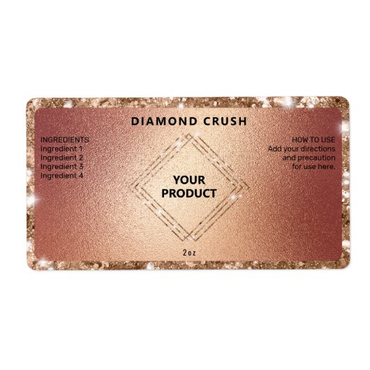 Etiketten op Roos goudkleurige flesjes (Voorkant)