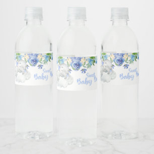 Etiketten van baby olifant baby shower flesjes.
