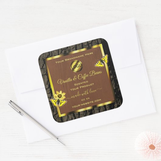 Etiketten van bruine houtkorrel - Bark - Product V (Envelop)