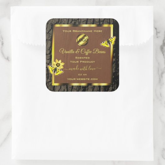 Etiketten van bruine houtkorrel - Bark - Product V (Tas)