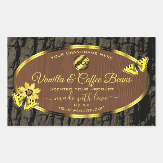 Etiketten van bruine houtkorrel - Bark - Product V (Voorkant)