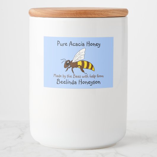 Etiketten van cartoon bijen Acacia Honey Jar (Voorkant)