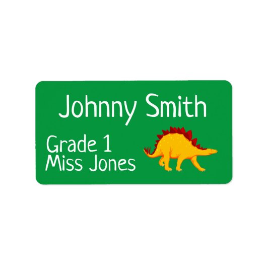 Etiketten van de dinosaurusnaam van het kind (Voorkant)