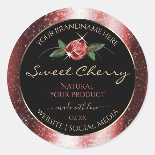 Etiketten van Floral Black en Red Soft Glitter-pro (Voorkant)