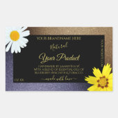 Etiketten van Floral Brown en Blue Glitter Black (Voorkant)