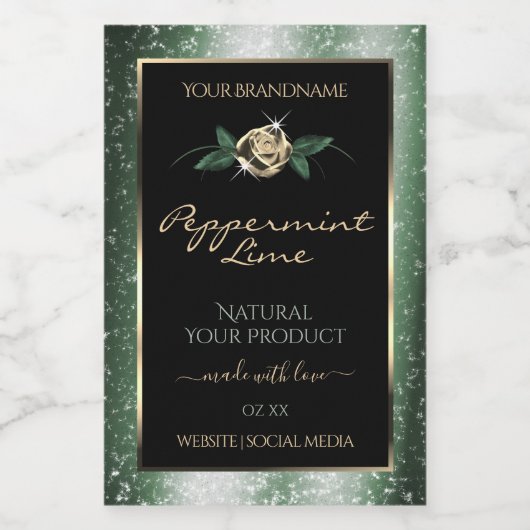 Etiketten van Floral Green en Gold Lijst Black (Enkel label)