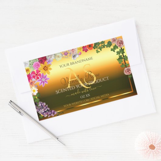 Etiketten van Floral-Oranje gradiënt en monogram (Envelop)