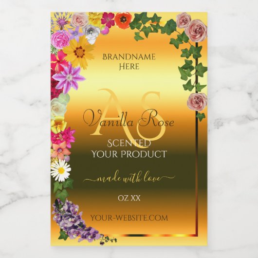 Etiketten van Floral-Oranje gradiënt en monogram (Enkel label)