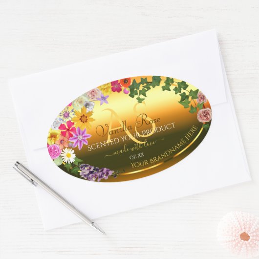 Etiketten van Floral-Oranje gradiënt en monogram (Envelop)