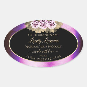 Etiketten van Floral Paarse marmer Lijst Black