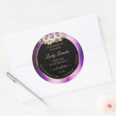 Etiketten van Floral Paarse marmer Lijst Black (Envelop)