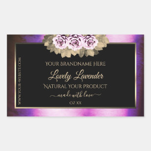 Etiketten van Floral Paarse marmer Lijst Black