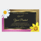 Etiketten van Floral Pink en Gold Glitter Black (Voorkant)
