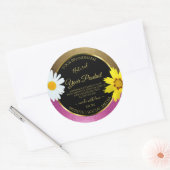 Etiketten van Floral Pink en Gold Glitter Black (Envelop)