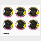 Etiketten van Floral Pink en Gold Glitter Black (Vel)