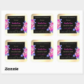 Etiketten van Floral Pink Paars Black en Gold Prod (Vel)