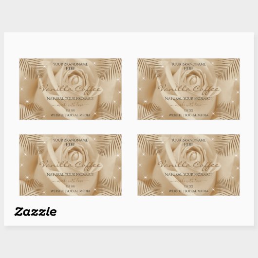 Etiketten van Floral Product Licht Bruin Roos Palm (Vel)