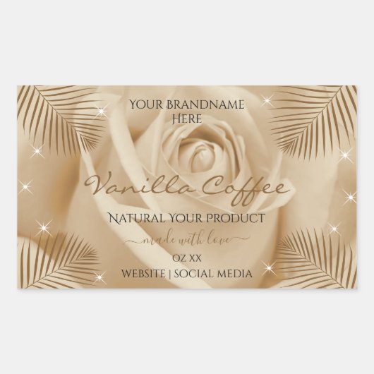 Etiketten van Floral Product Licht Bruin Roos Palm (Voorkant)