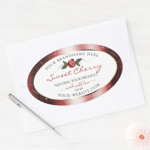 Etiketten van Floral White en Red Soft Glitter
