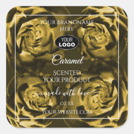 Etiketten van Florence Geel bruin Roos met Logo