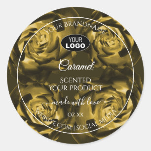 Etiketten van Florence Geel bruin Roos met Logo