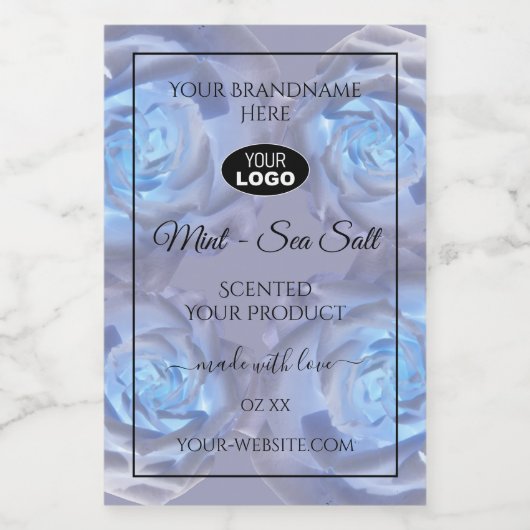 Etiketten van Florence - Lichte Blauwe Rozen met L (Enkel label)