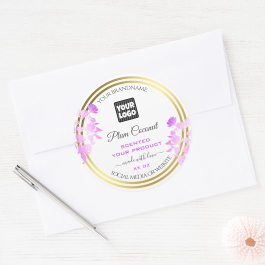 Etiketten van Florence met Logo White Paars Gold (Envelop)