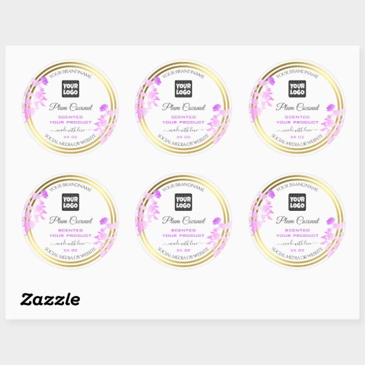 Etiketten van Florence met Logo White Paars Gold (Vel)