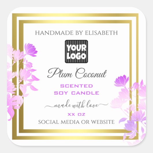 Etiketten van Florence met Logo White Paars Gold (Voorkant)