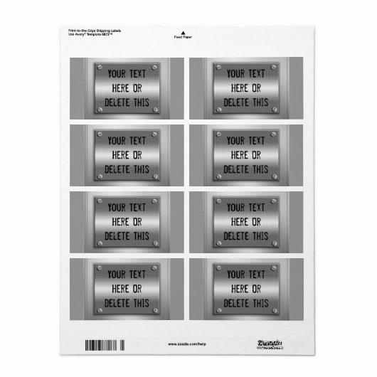 Etiketten van metaal op de douaneplaat (Full Sheet)