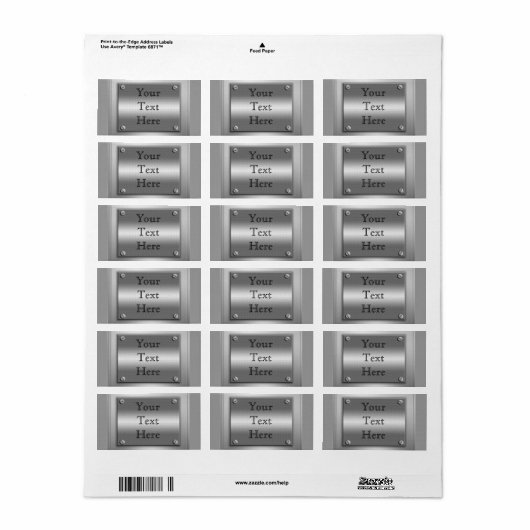 Etiketten van metaal op de douaneplaat (Full Sheet)