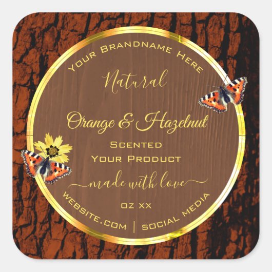 Etiketten van natuurbruin hout, korrelschors (Voorkant)