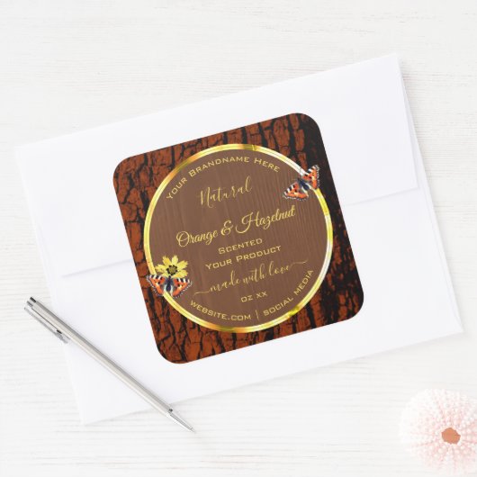 Etiketten van natuurbruin hout, korrelschors (Envelop)