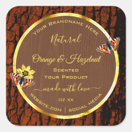 Etiketten van natuurbruin hout, korrelschors