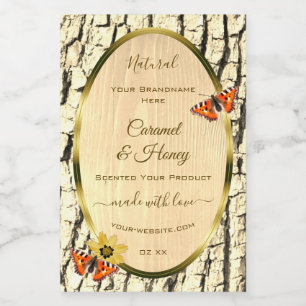 Etiketten van natuurbruin hout, korrelschors