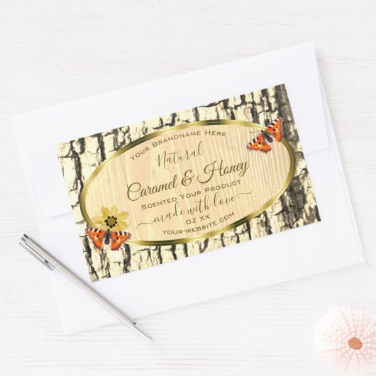 Etiketten van natuurbruin hout, korrelschors (Envelop)