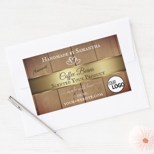 Etiketten van natuurhartige houtkorrels Gold Decor (Envelop)