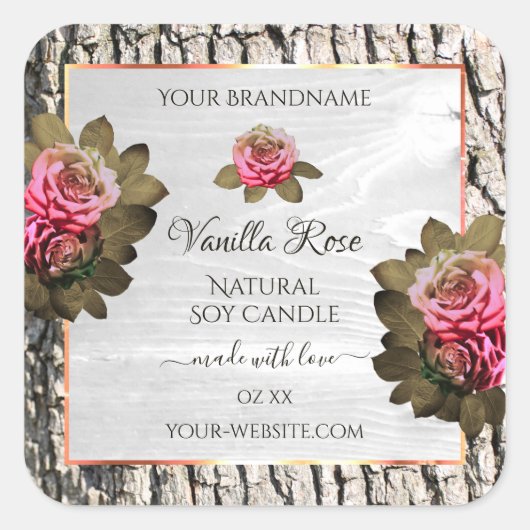 Etiketten van natuurlijke boomschors Witte houtkor (Voorkant)