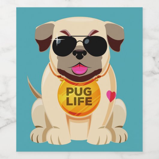 Etiketten van Pug Life fles (Enkel label)