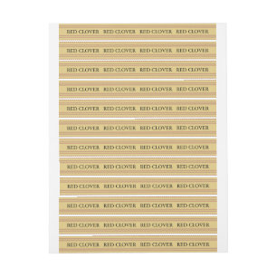 Etiketten van rode klaverhoning met bewijs van dek