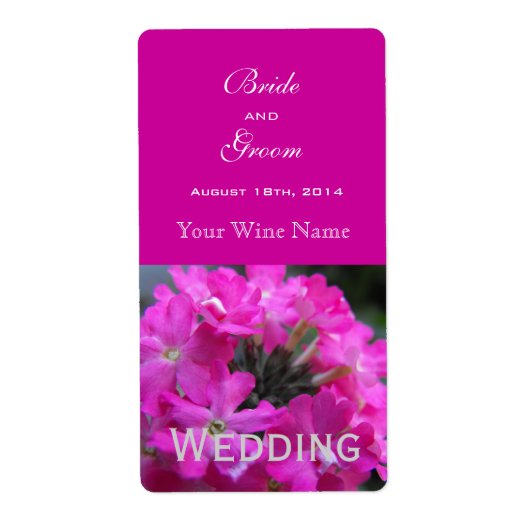 etiketten van roze tuinbloemen voor de bruiloft. (Voorkant)