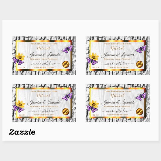 Etiketten van witte houtkorrel - Bark - Product to (Vel)