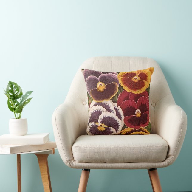  etiketten van zaadverpakkingen, tuinpootbloemen kussen (Stoel)