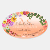 Etiketten van zalm van Floral Pastel met monogram (Voorkant)