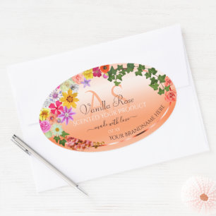Etiketten van zalm van Floral Pastel met monogram