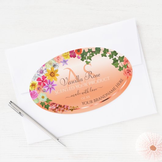 Etiketten van zalm van Floral Pastel met monogram (Envelop)