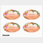Etiketten van zalm van Floral Pastel met monogram (Vel)