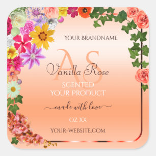 Etiketten van zalm van Floral Pastel met monogram