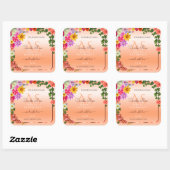 Etiketten van zalm van Floral Pastel met monogram (Vel)